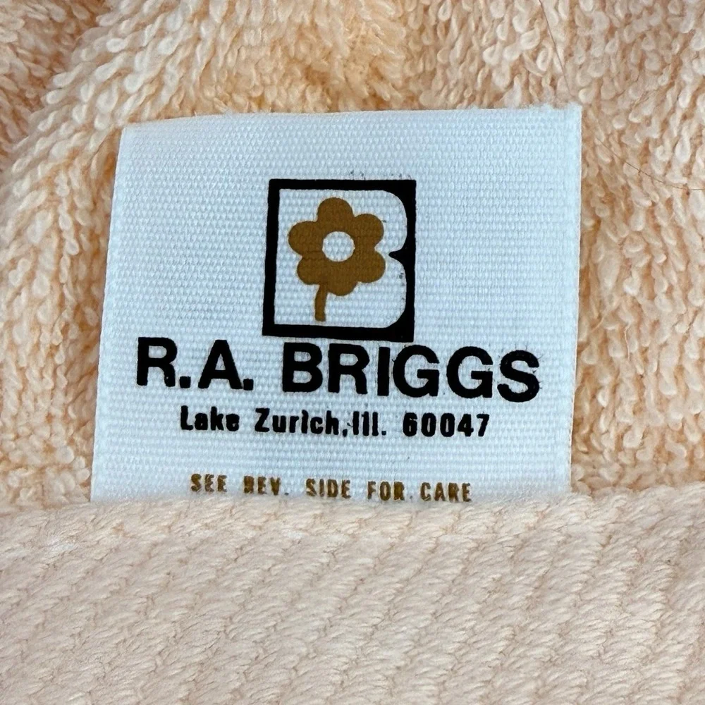 Vtg RA Briggs Seashell Embroidered Peach Bath Towel 4pc Set Beach House Seashore